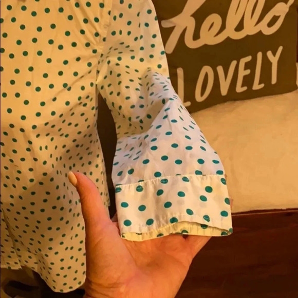 Talbots Petites Cotton Dot Button Up Blouse Small - Picture 3 of 10